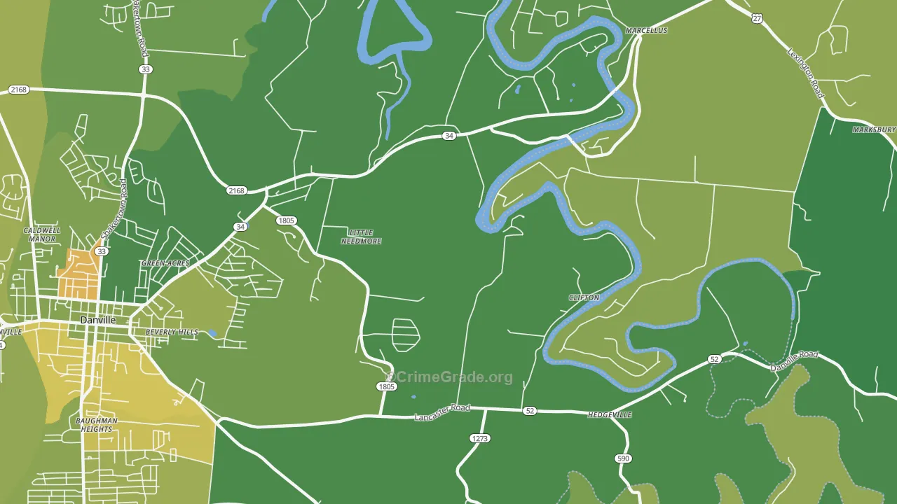 Little Needmore, KY Map of Drug-Related Crime Rates