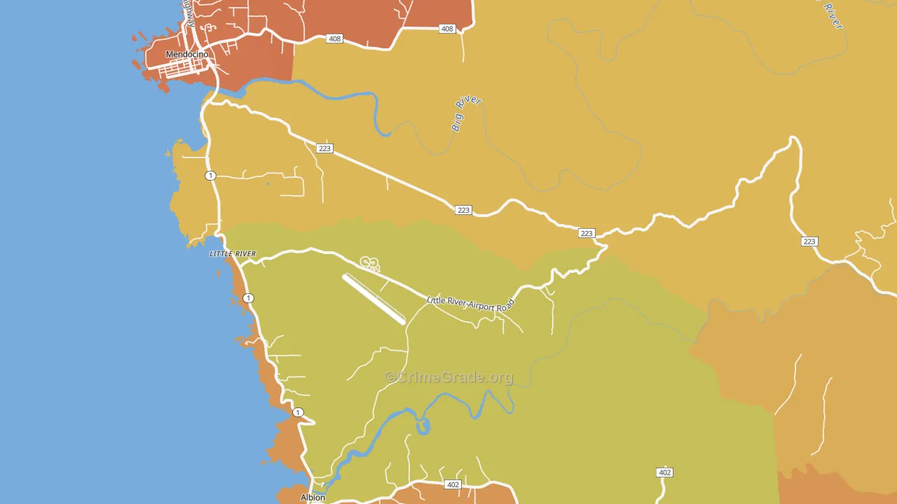 Little River, CA Map of Drug-Related Crime Rates