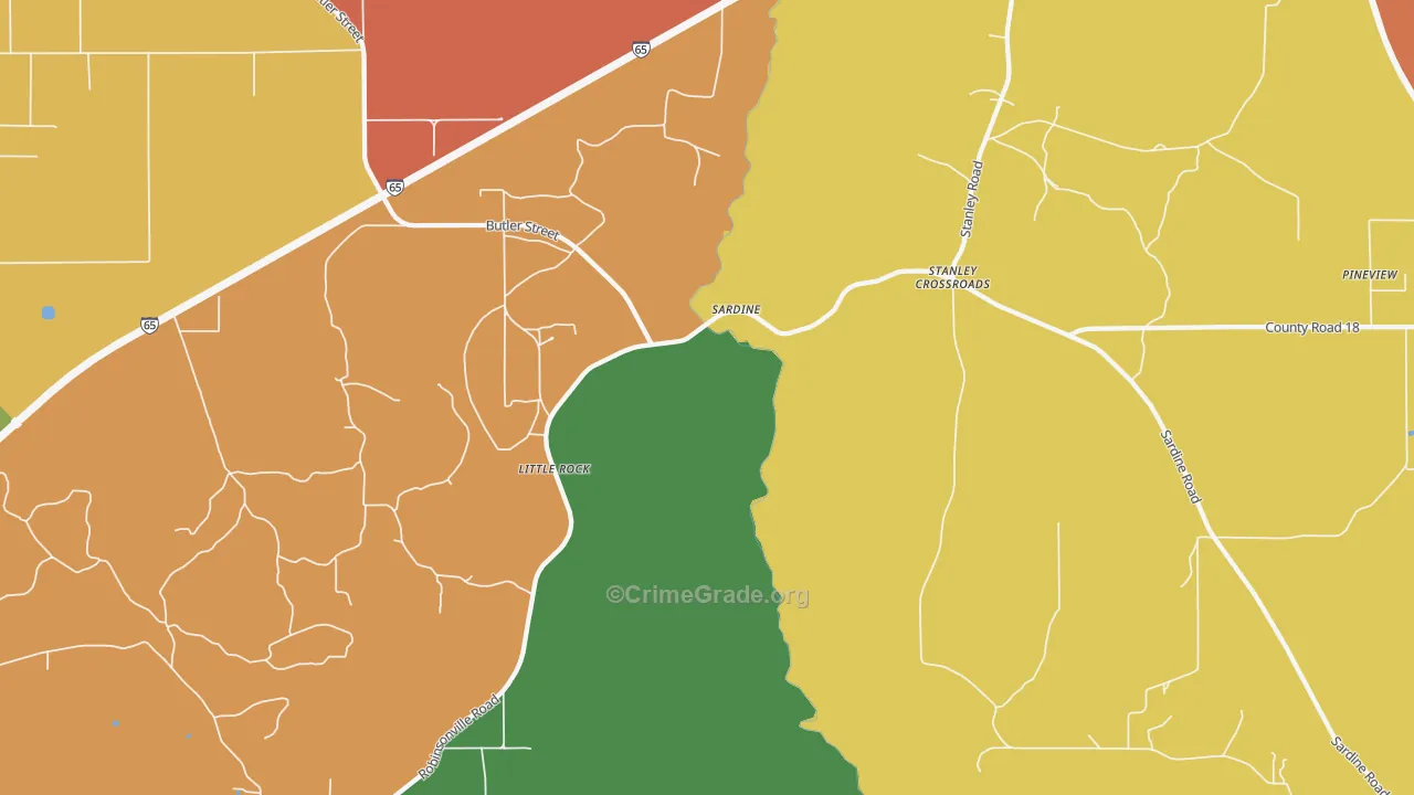 Little Rock, AL Map of Drug-Related Crime Rates