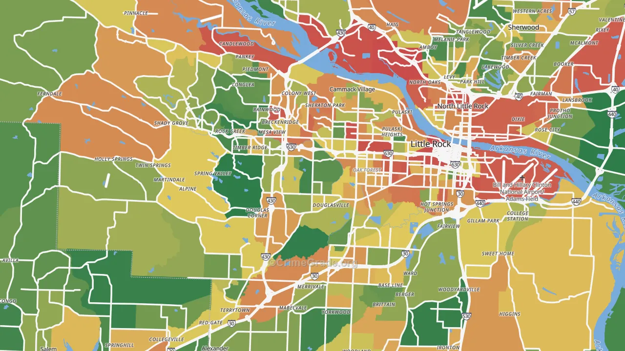 Little Rock, AR Map of Drug-Related Crime Rates