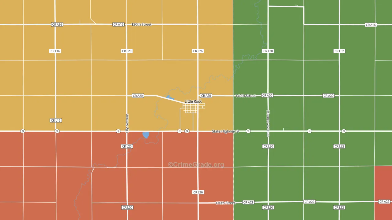 Little Rock, IA Map of Drug-Related Crime Rates