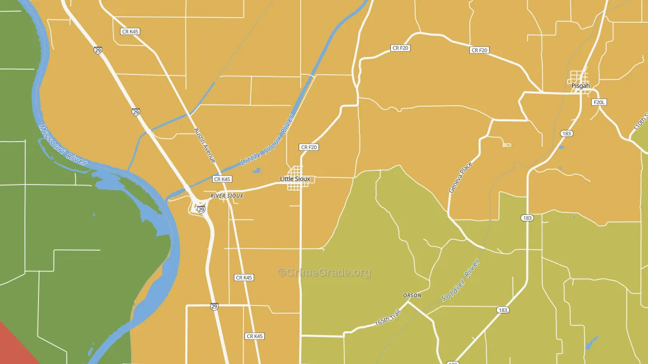 Little Sioux, IA Map of Drug-Related Crime Rates