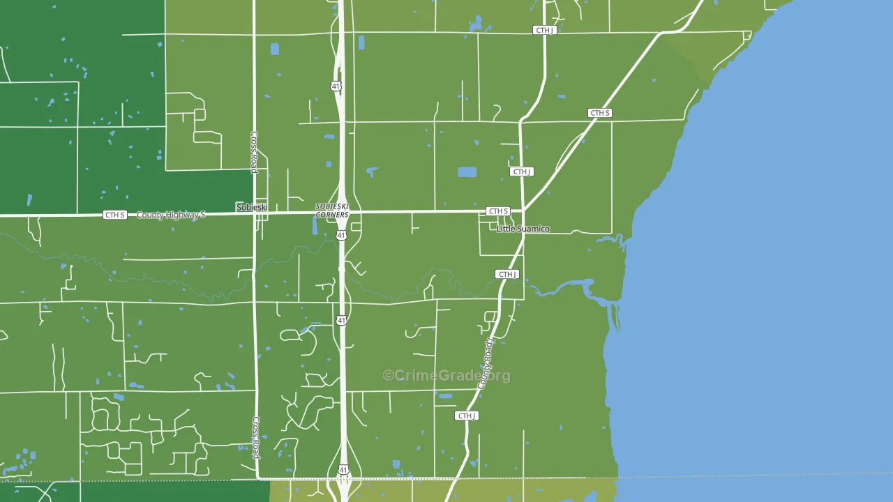 Little Suamico, WI Map of Drug-Related Crime Rates