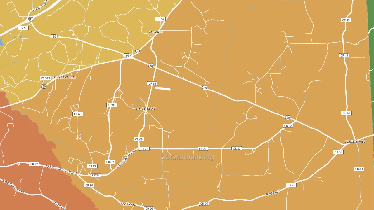 Little Texas, AL Map of Drug-Related Crime Rates