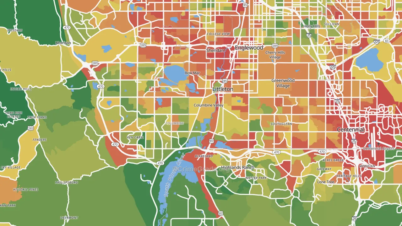 Littleton, CO Map of Drug-Related Crime Rates