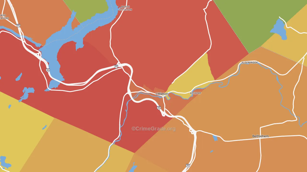 Littleton, NH Map of Drug-Related Crime Rates