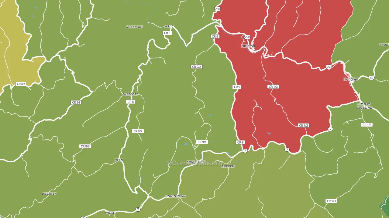 Littleton, WV Map of Drug-Related Crime Rates