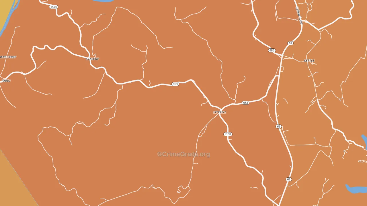 Littrell, KY Map of Drug-Related Crime Rates