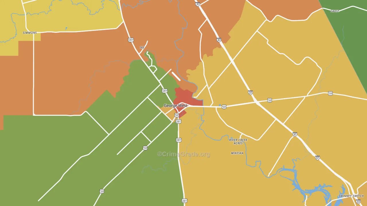 Live Oak County, TX Map of Drug-Related Crime Rates