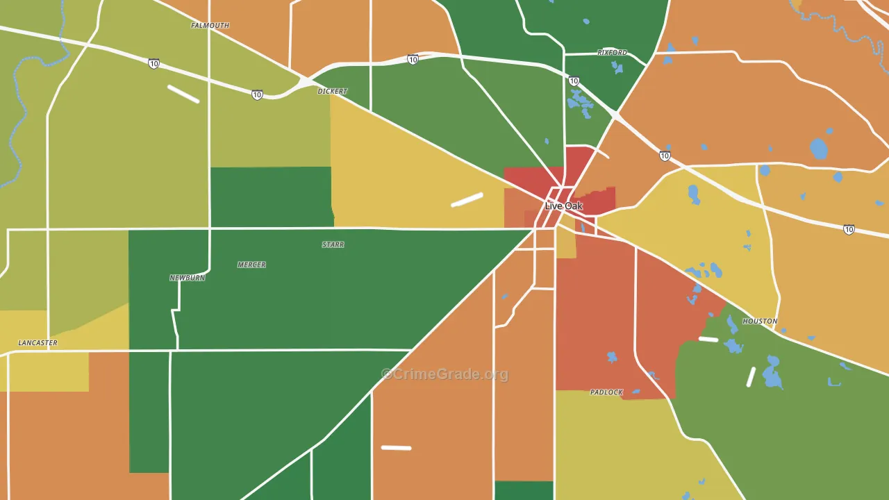 Live Oak, FL Map of Drug-Related Crime Rates