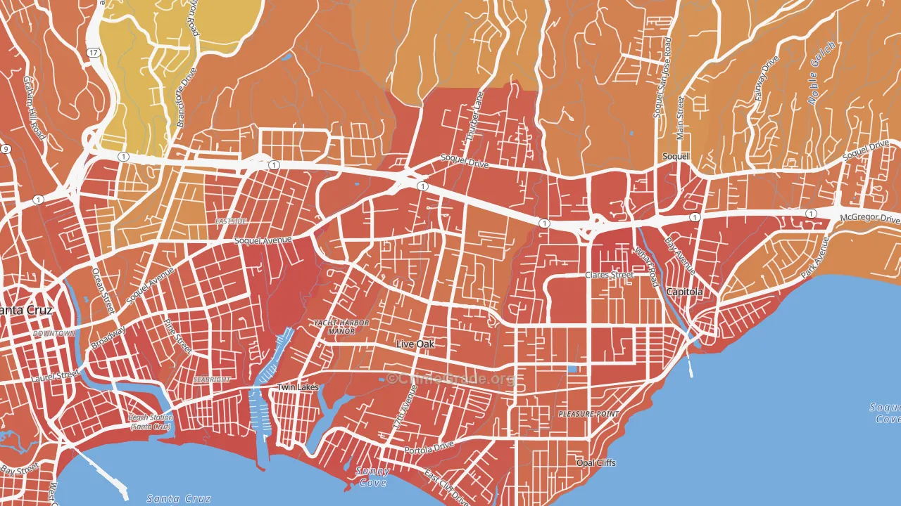 Live Oak, Santa Cruz, CA Map of Drug-Related Crime Rates