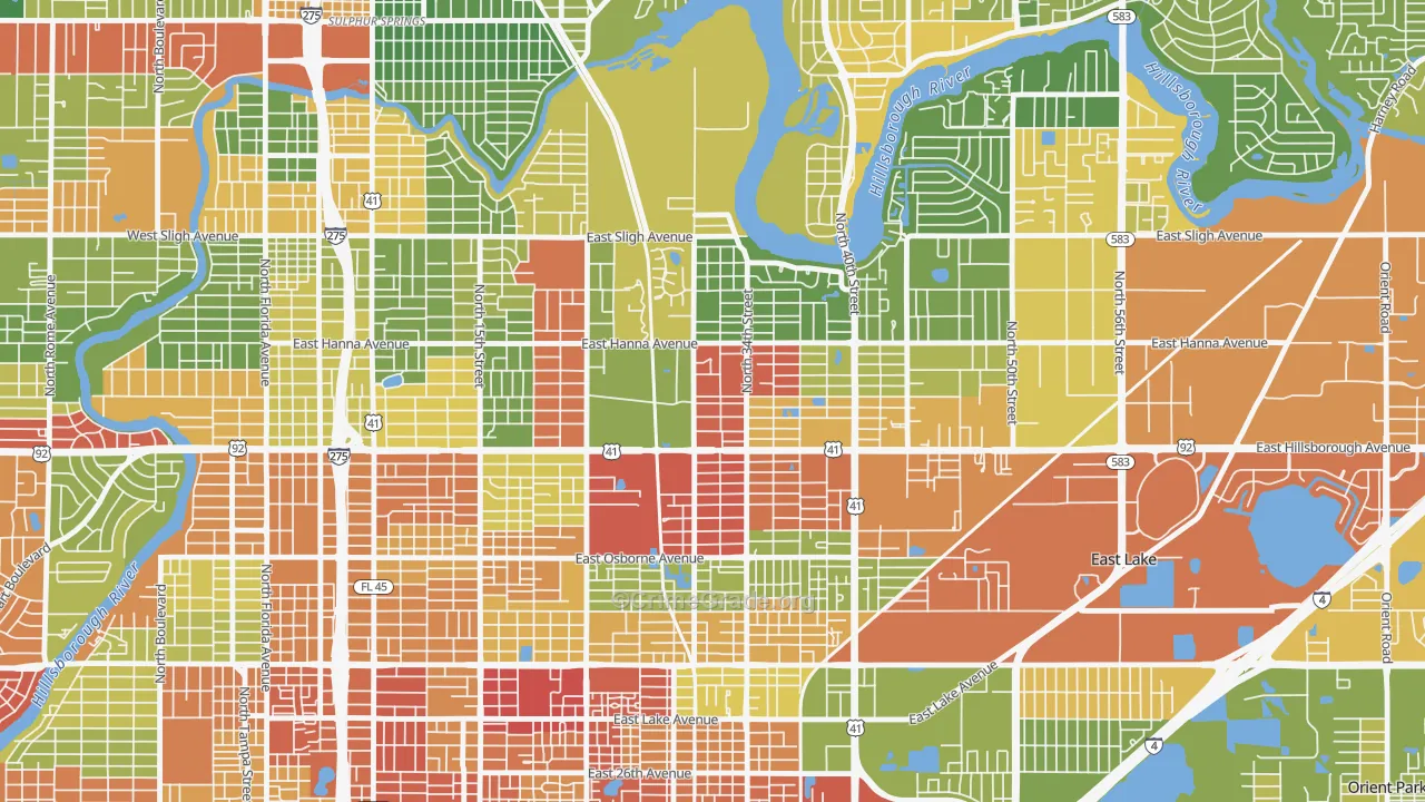 Live Oaks Square, Tampa, FL Map of Drug-Related Crime Rates