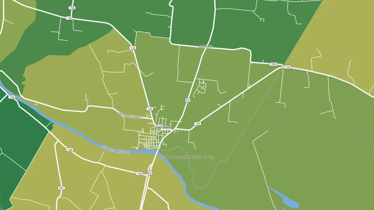 Livermore, KY Map of Drug-Related Crime Rates