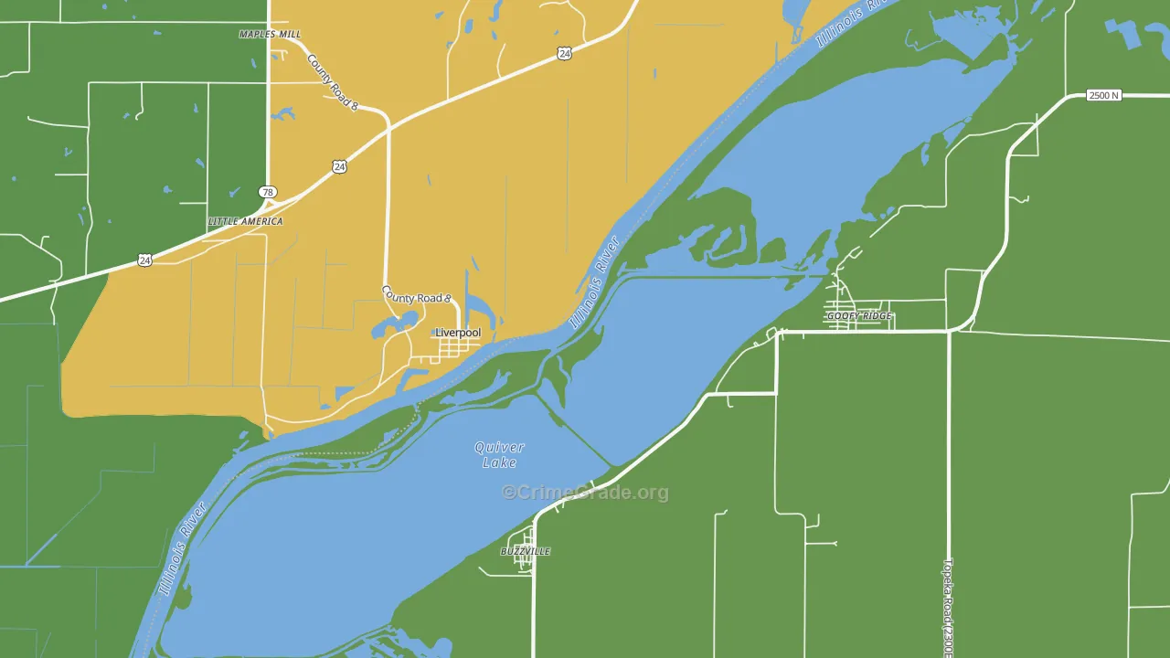 Liverpool, IL Map of Drug-Related Crime Rates