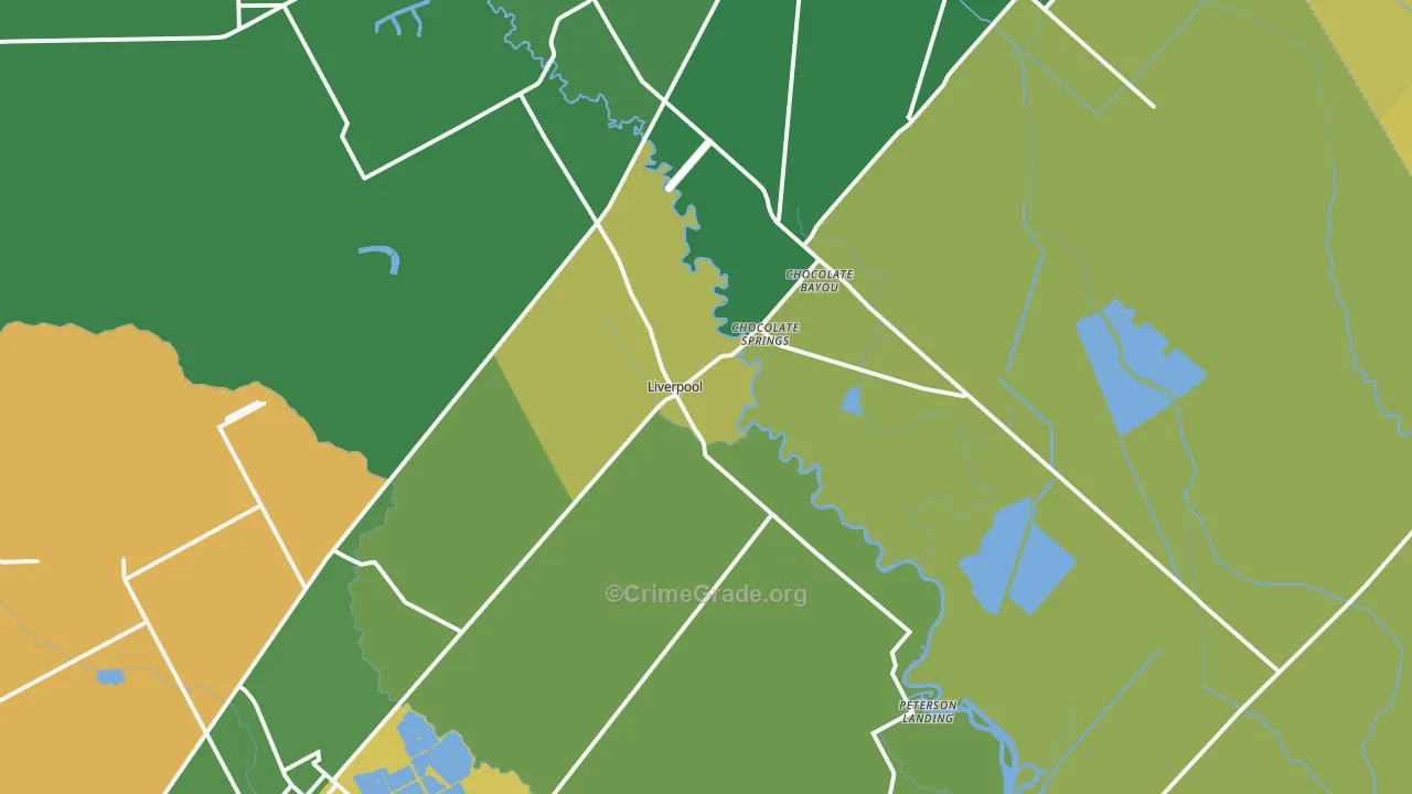 Liverpool, TX Map of Drug-Related Crime Rates