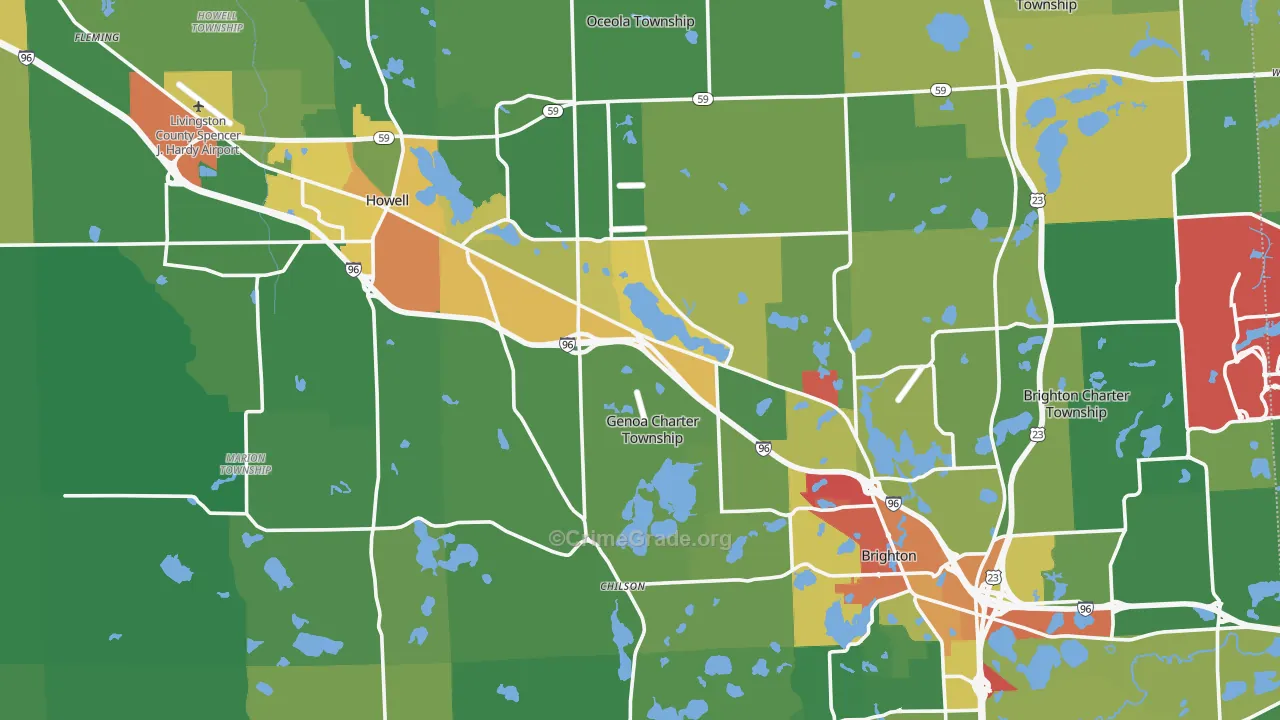 Livingston County, MI Map of Drug-Related Crime Rates