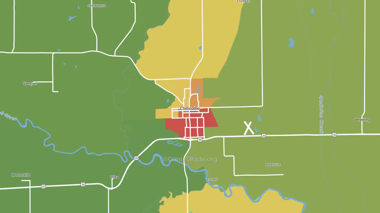 Livingston County, MO Map of Drug-Related Crime Rates