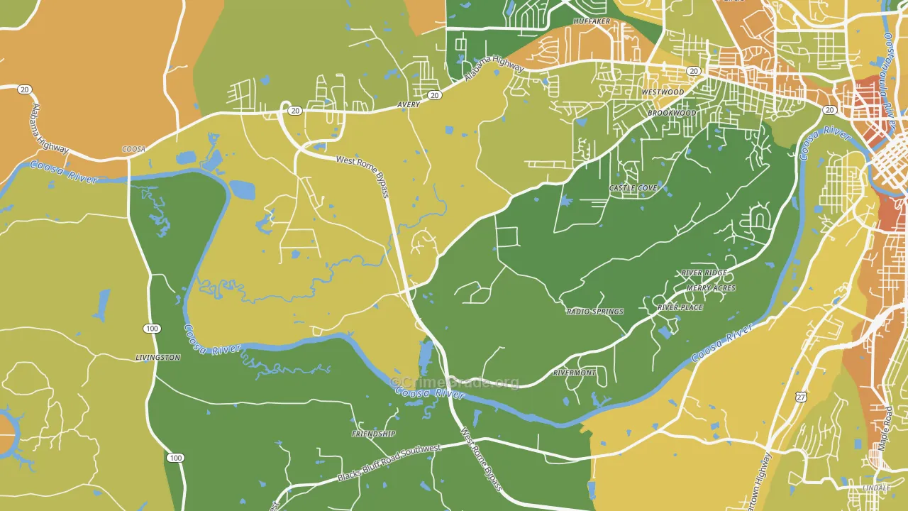 Livingston, GA Map of Drug-Related Crime Rates