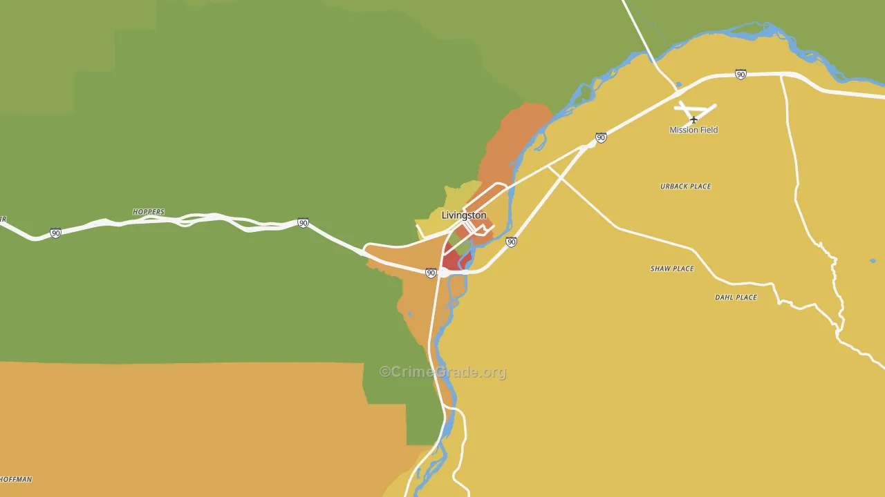 Livingston, MT Map of Drug-Related Crime Rates