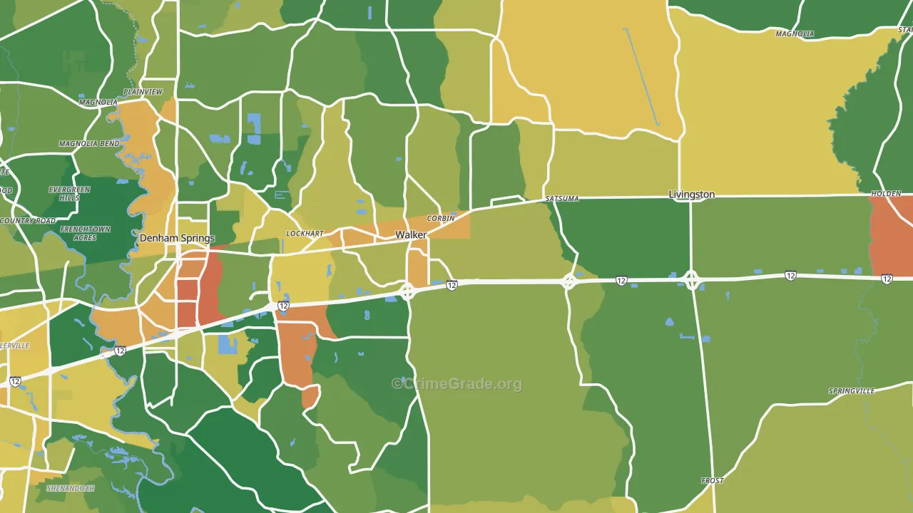 Livingston Parish, LA Map of Drug-Related Crime Rates