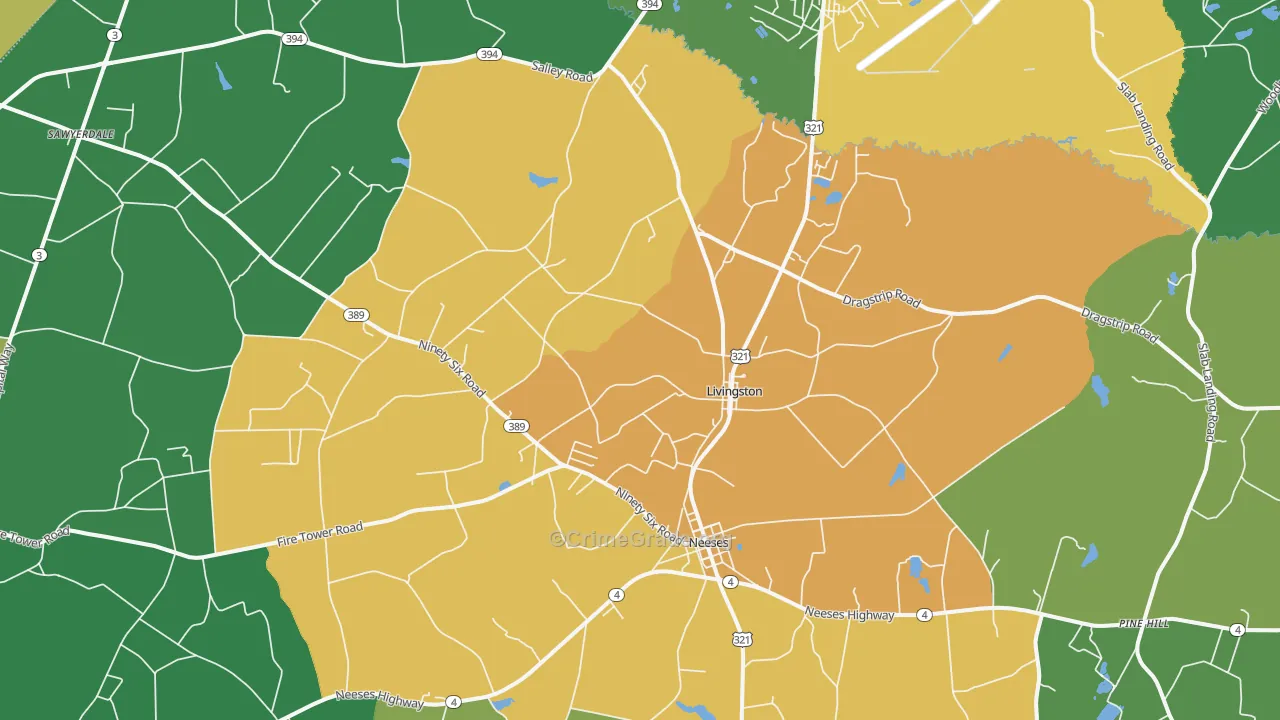 Livingston, SC Map of Drug-Related Crime Rates