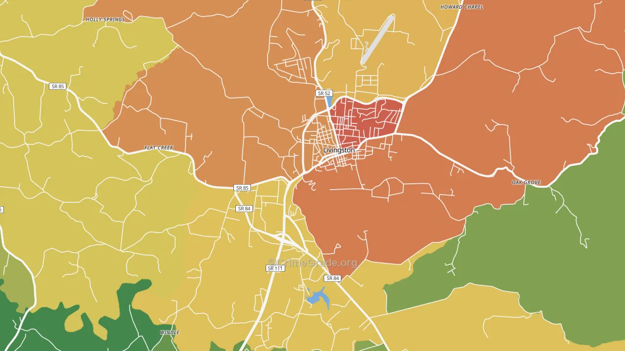 Livingston, TN Map of Drug-Related Crime Rates