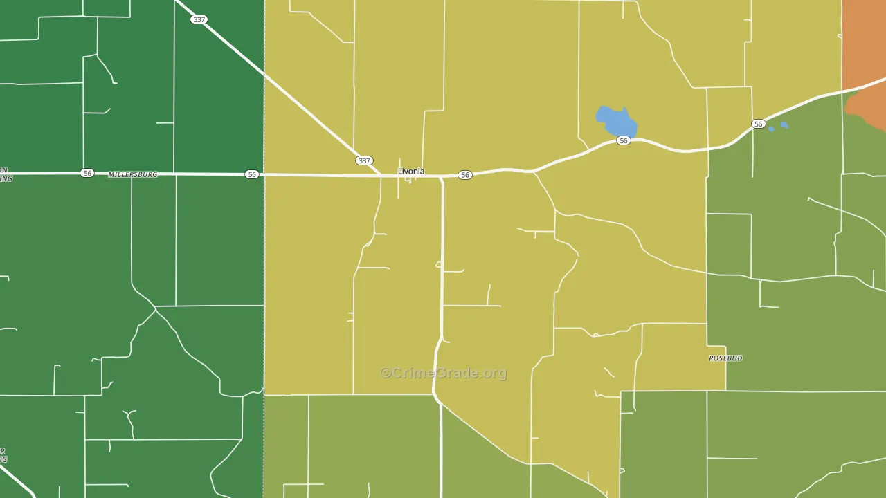 Livonia, IN Map of Drug-Related Crime Rates