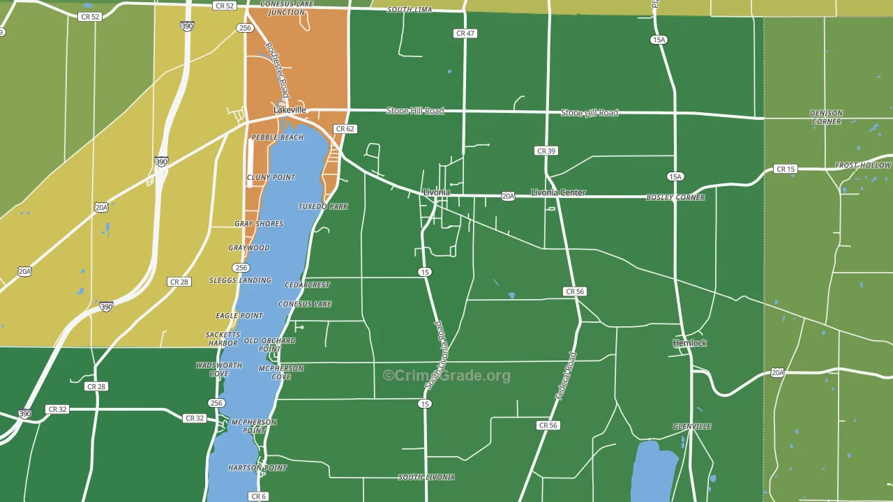 Livonia, NY Map of Drug-Related Crime Rates