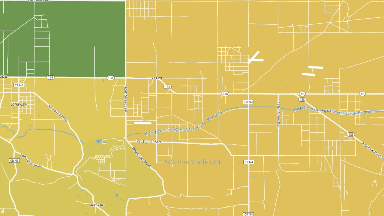 Llano, CA Map of Drug-Related Crime Rates