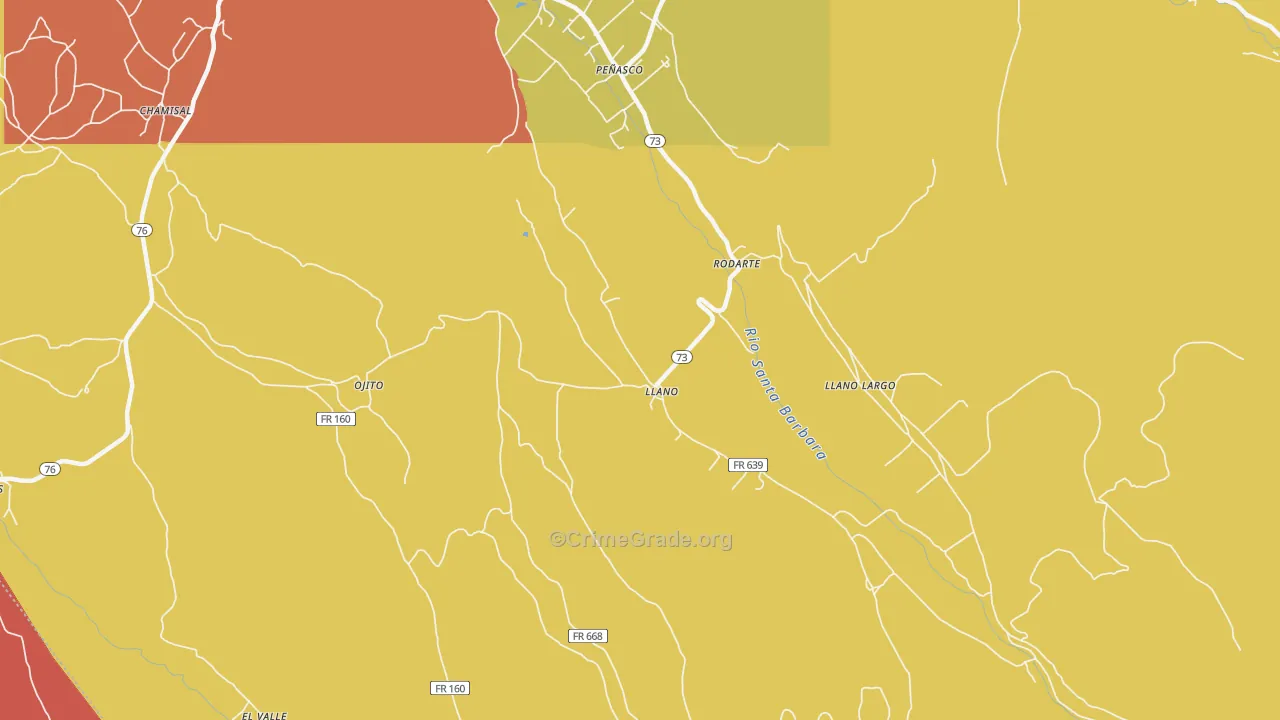 Llano, NM Map of Drug-Related Crime Rates