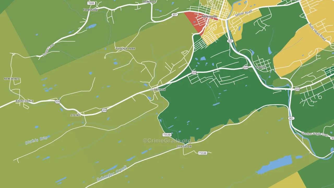 Llewellyn, PA Map of Drug-Related Crime Rates