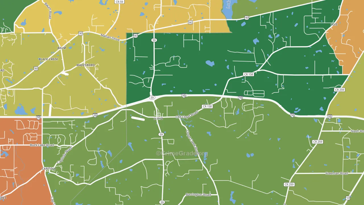 Lloyd, FL Map of Drug-Related Crime Rates
