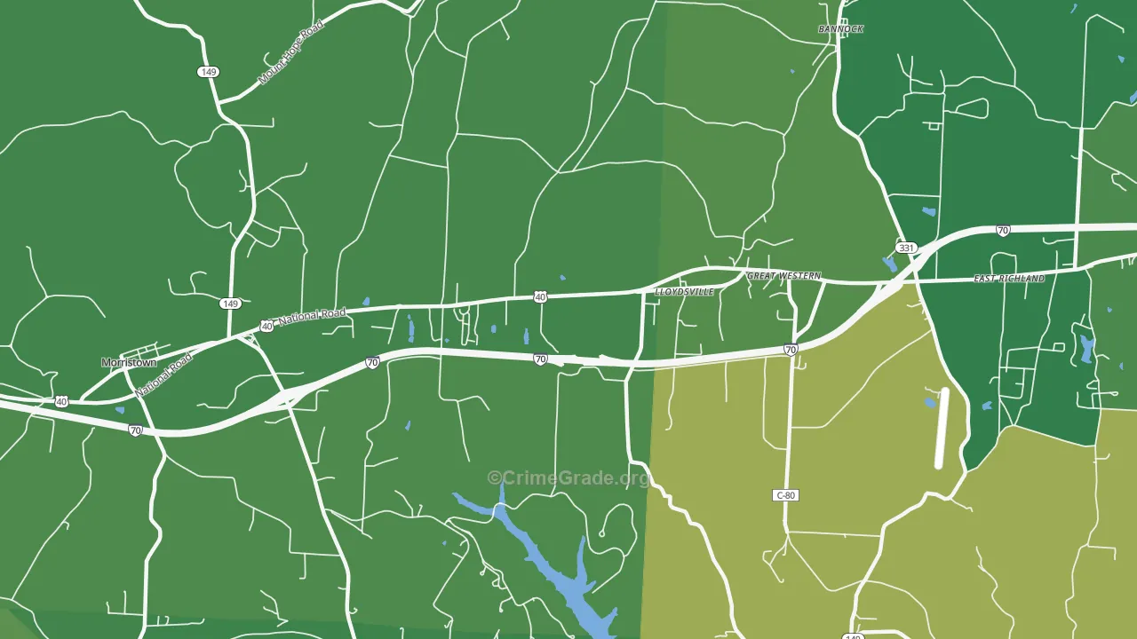 Lloydsville, OH Map of Drug-Related Crime Rates