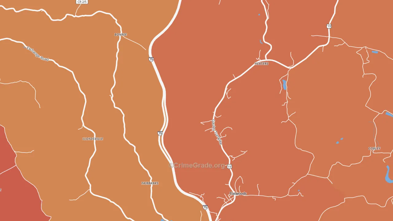 Lloydsville, WV Map of Drug-Related Crime Rates