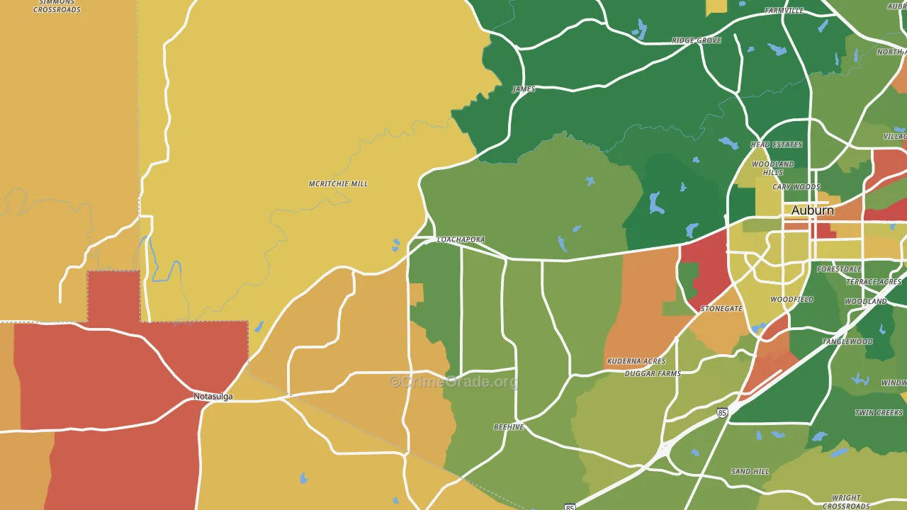 Loachapoka, AL Map of Drug-Related Crime Rates