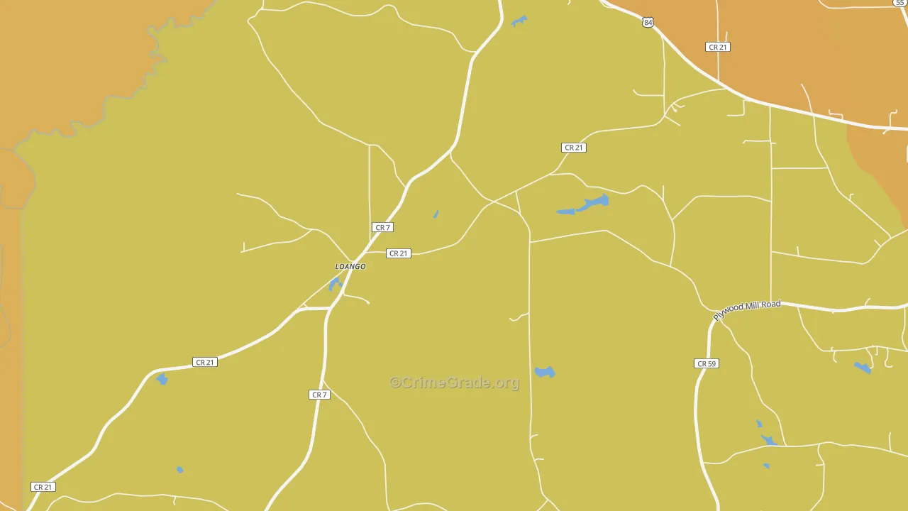 Loango, AL Map of Drug-Related Crime Rates