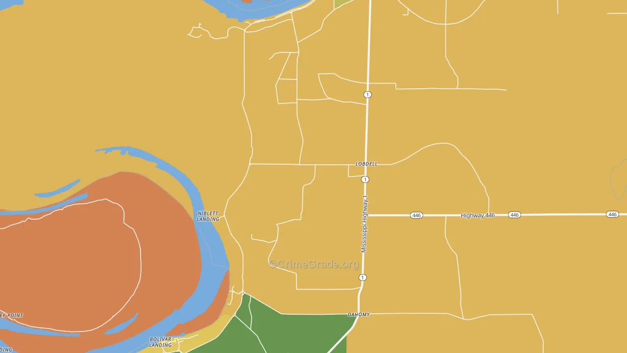 Lobdell, MS Map of Drug-Related Crime Rates