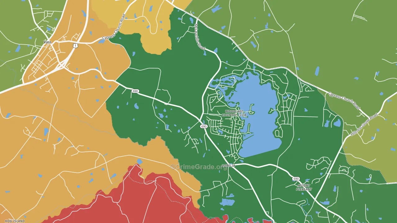 Lobelia, NC Map of Drug-Related Crime Rates