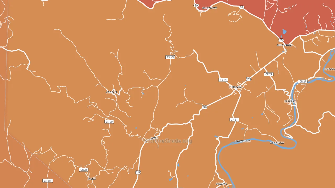 Lobelia, WV Map of Drug-Related Crime Rates