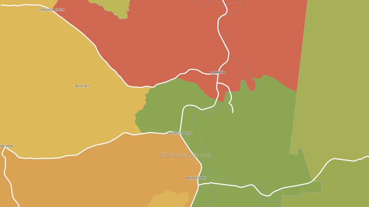 Lobelville, TN Map of Drug-Related Crime Rates