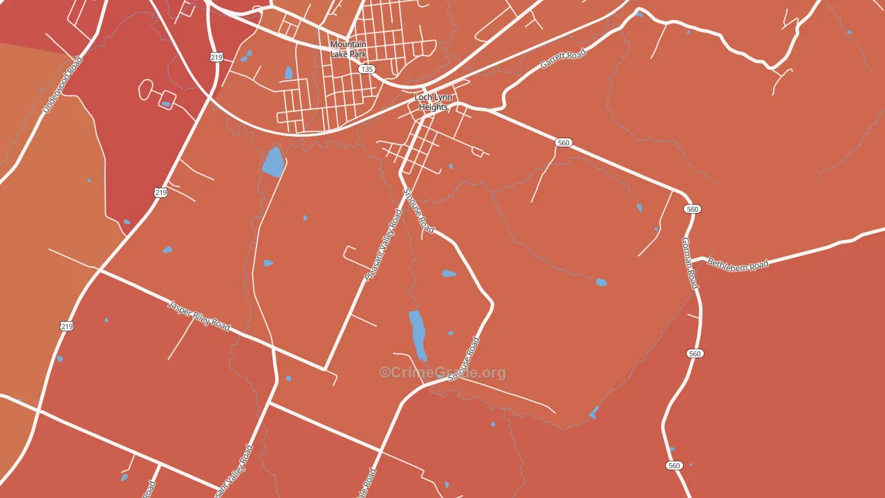 Loch Lynn Heights, MD Map of Drug-Related Crime Rates