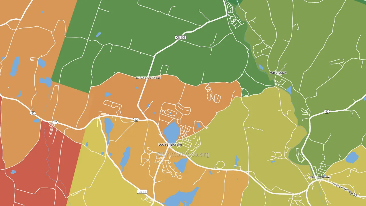 Loch Sheldrake, NY Map of Drug-Related Crime Rates