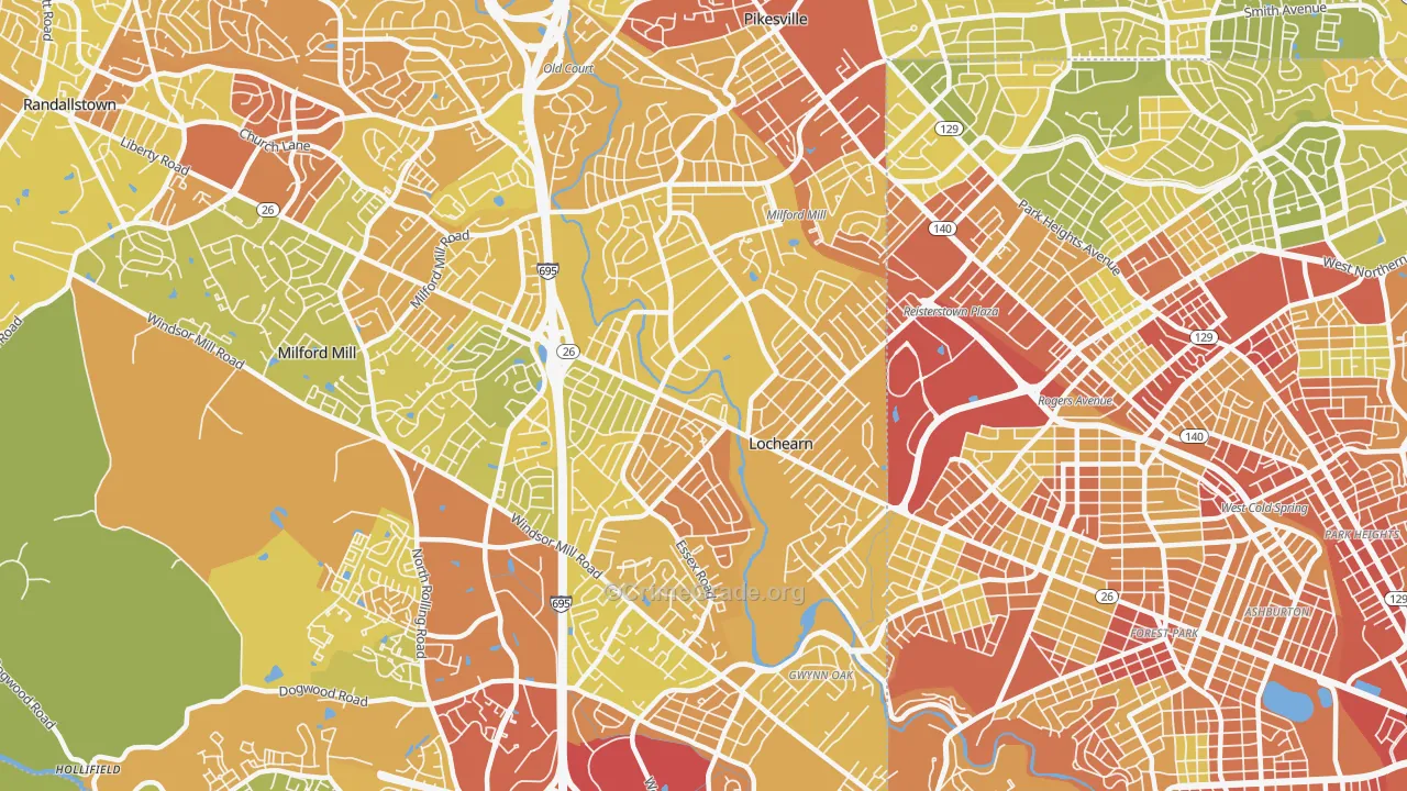 Lochearn, MD Map of Drug-Related Crime Rates
