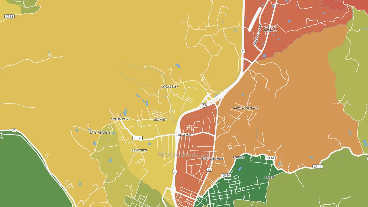 Lochgelly, WV Map of Drug-Related Crime Rates