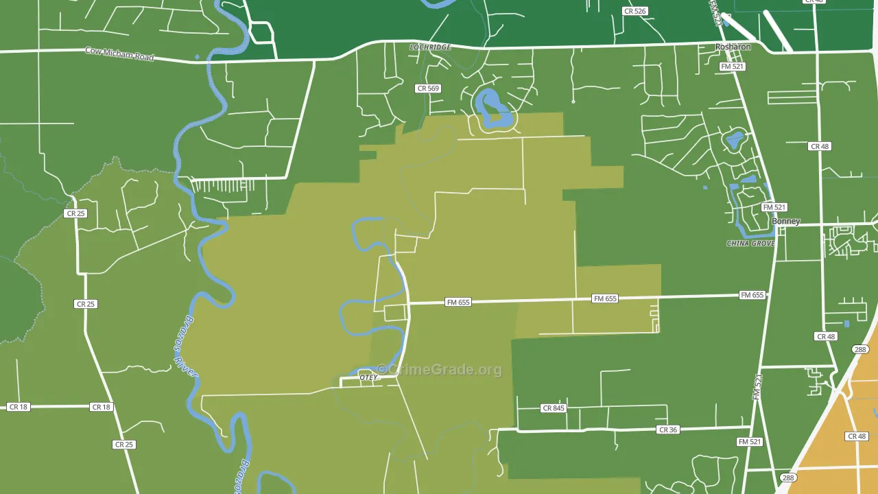 Lochridge, TX Map of Drug-Related Crime Rates