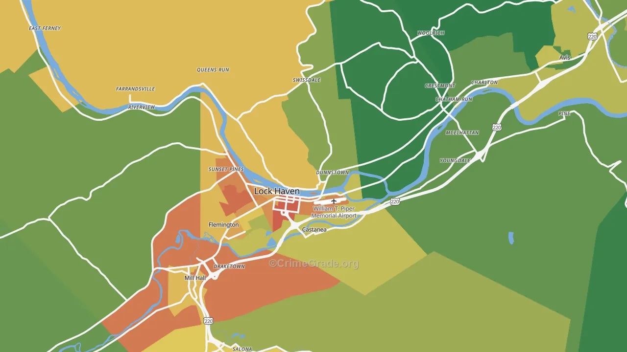 Lock Haven, PA Map of Drug-Related Crime Rates