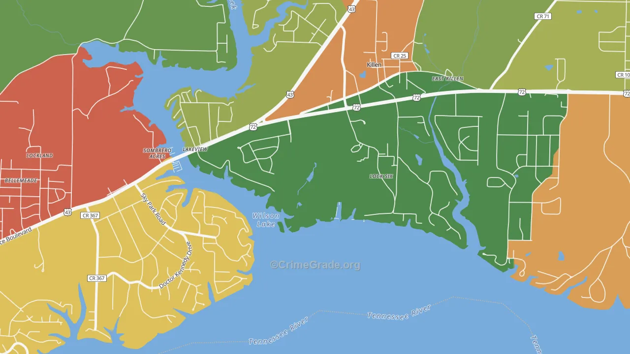 Lock Six, AL Map of Drug-Related Crime Rates