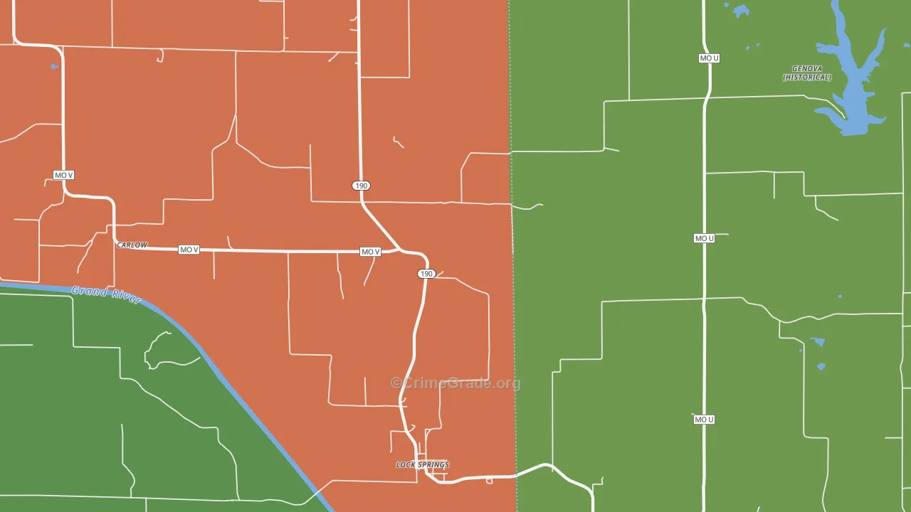 Lock Springs, MO Map of Drug-Related Crime Rates