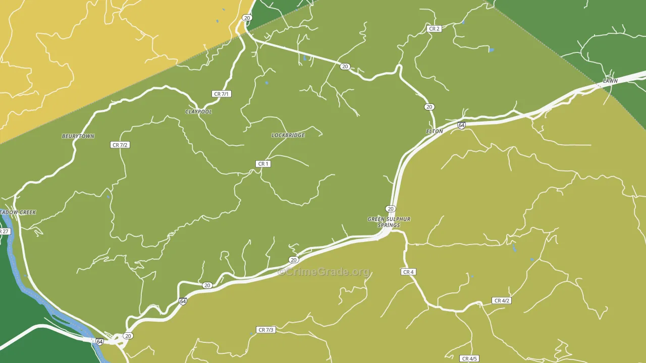 Lockbridge, WV Map of Drug-Related Crime Rates