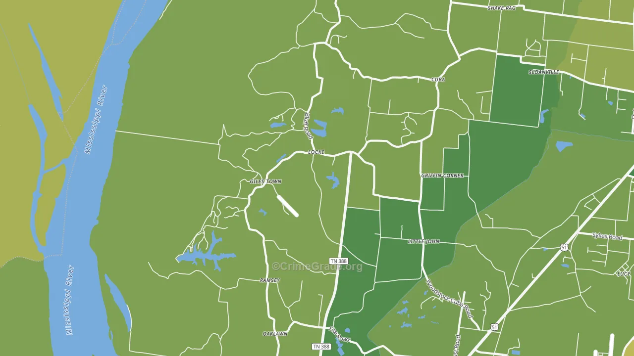 Locke, TN Map of Drug-Related Crime Rates